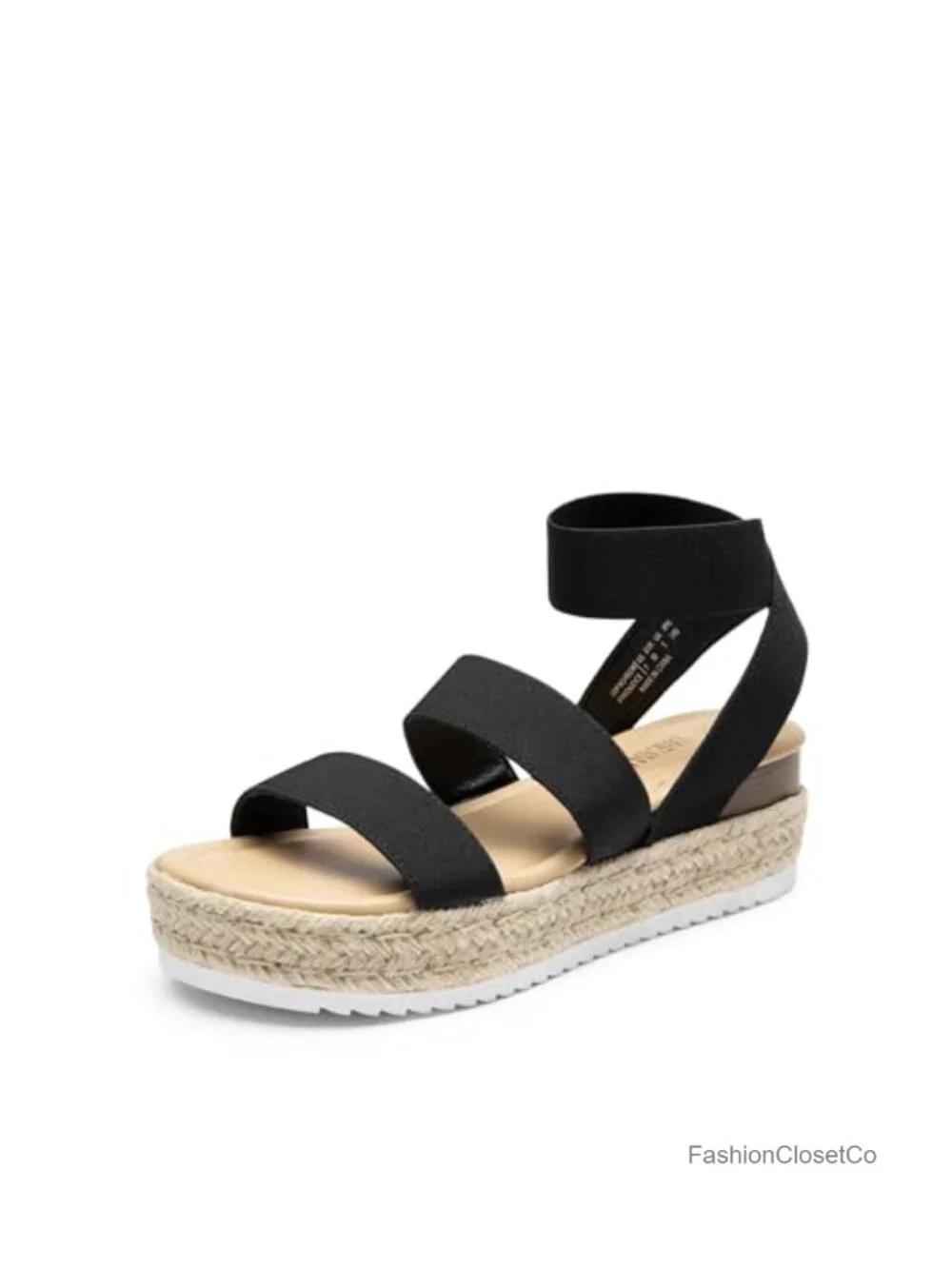Strappy Espadrille Platform Wedge Sandals - Vegan Leather, TPR Sole, 2.2
